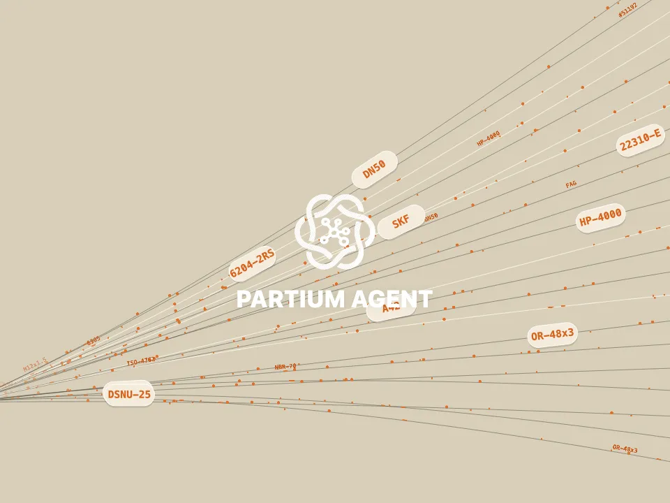 Partium Agent: Stränge, die Teilenummern tragen, darauf Teile als Kapseln