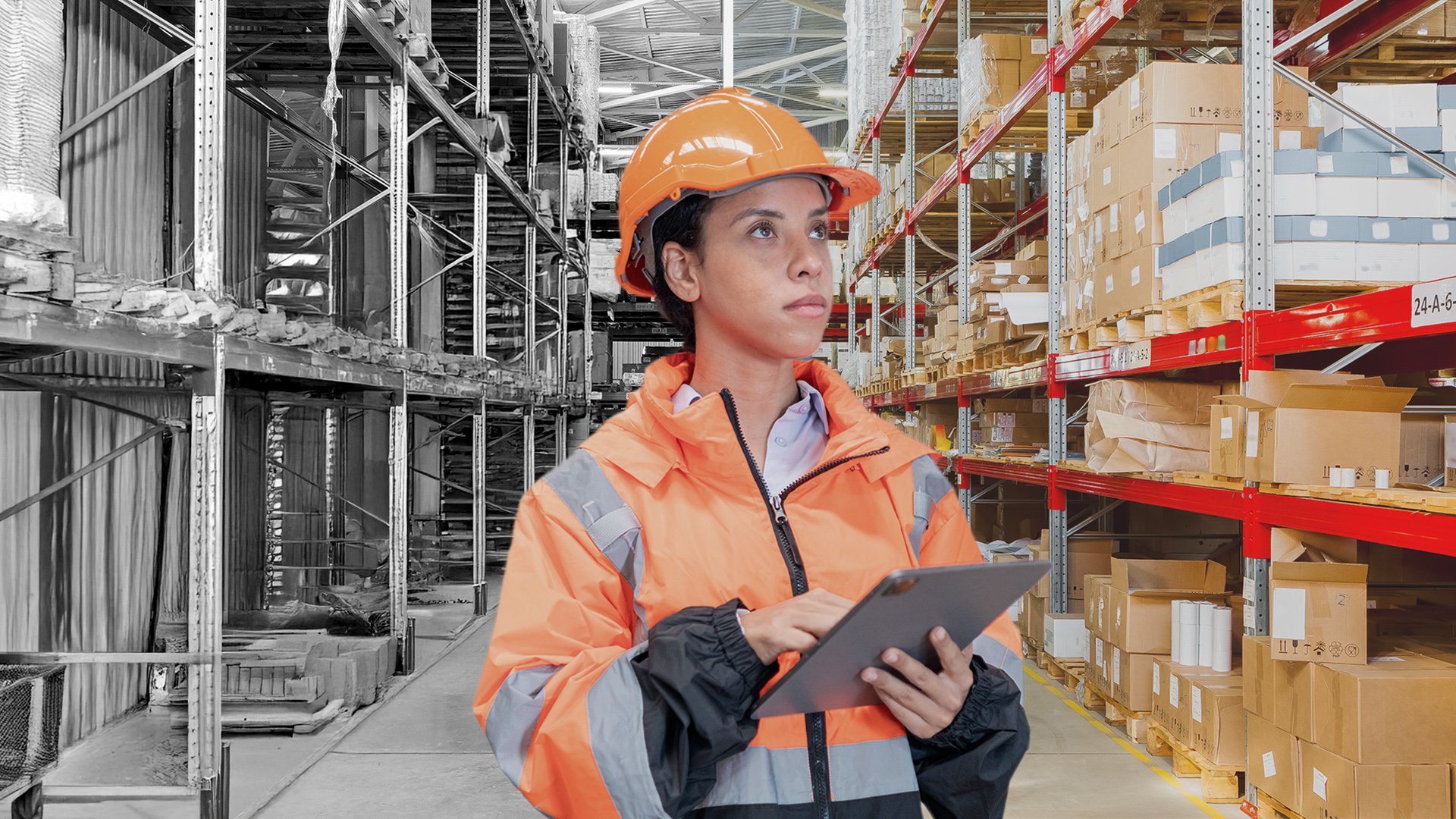 technician searching on her tablet to find a part to repair a machine
